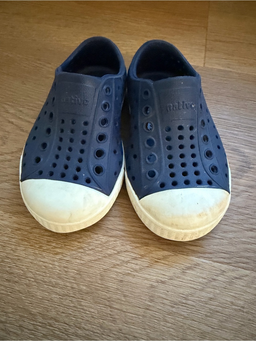 Native Shoes Kids Slip-On Perforated Sneakers in Navy and White